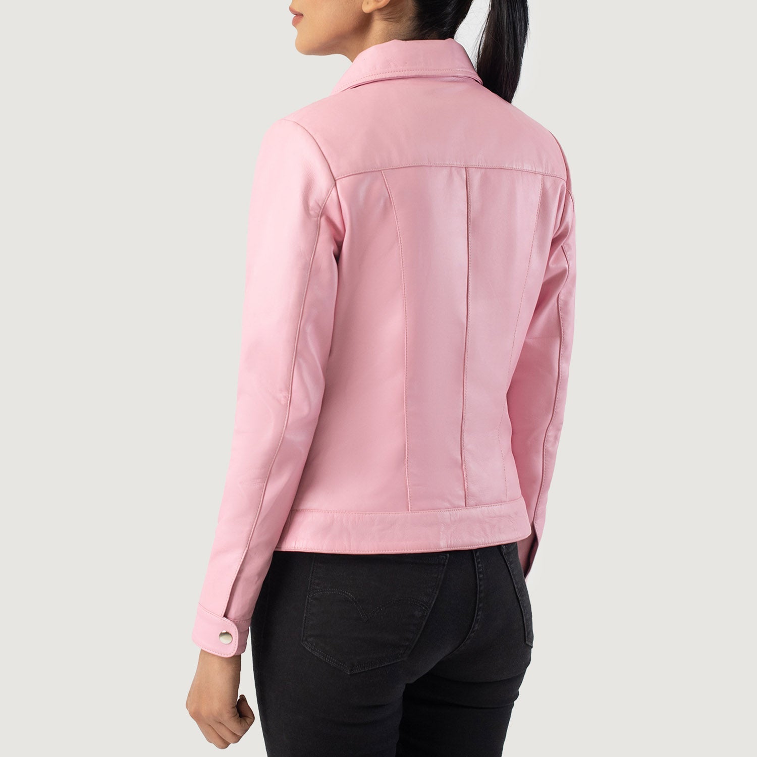 Women's Vixen Pink Classic Collar Leather Jacket – The
