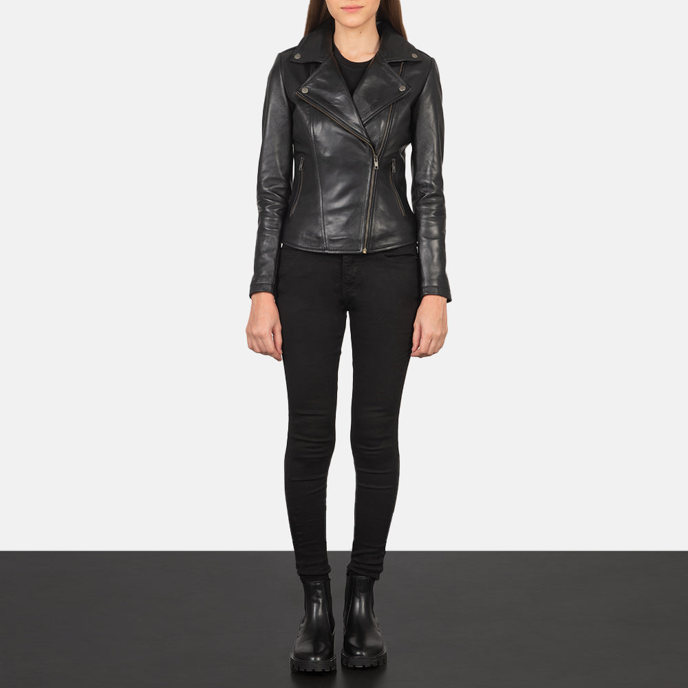 Women's Flashback Black Leather Biker Jacket – The Jacket Maker